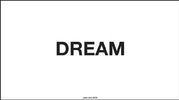 White graphic with the word DREAM in black